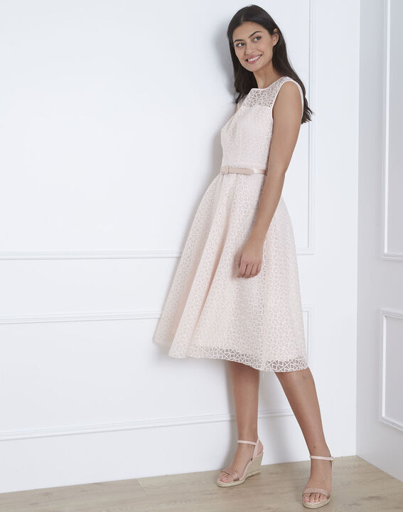 Honorine powder pink lace dress with belt | 1-2-3 Honorine powder pink lace dress with belt PhotoZ | 1-2-3