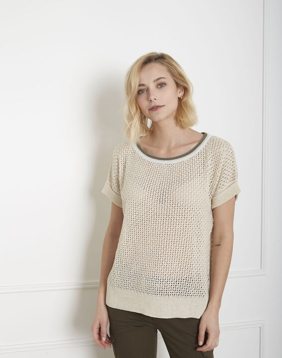Aerien cream lurex openwork pullover | 1-2-3 Aerien cream lurex openwork pullover PhotoZ | 1-2-3
