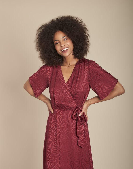 Roda red fluid jacquard wrapover dress PhotoZ | 1-2-3