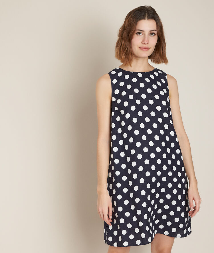 Rosie polka dot linen dress violet.