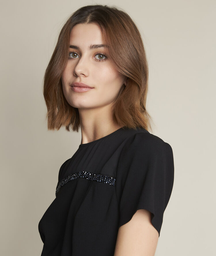 Ness short diamante-detail dress black.