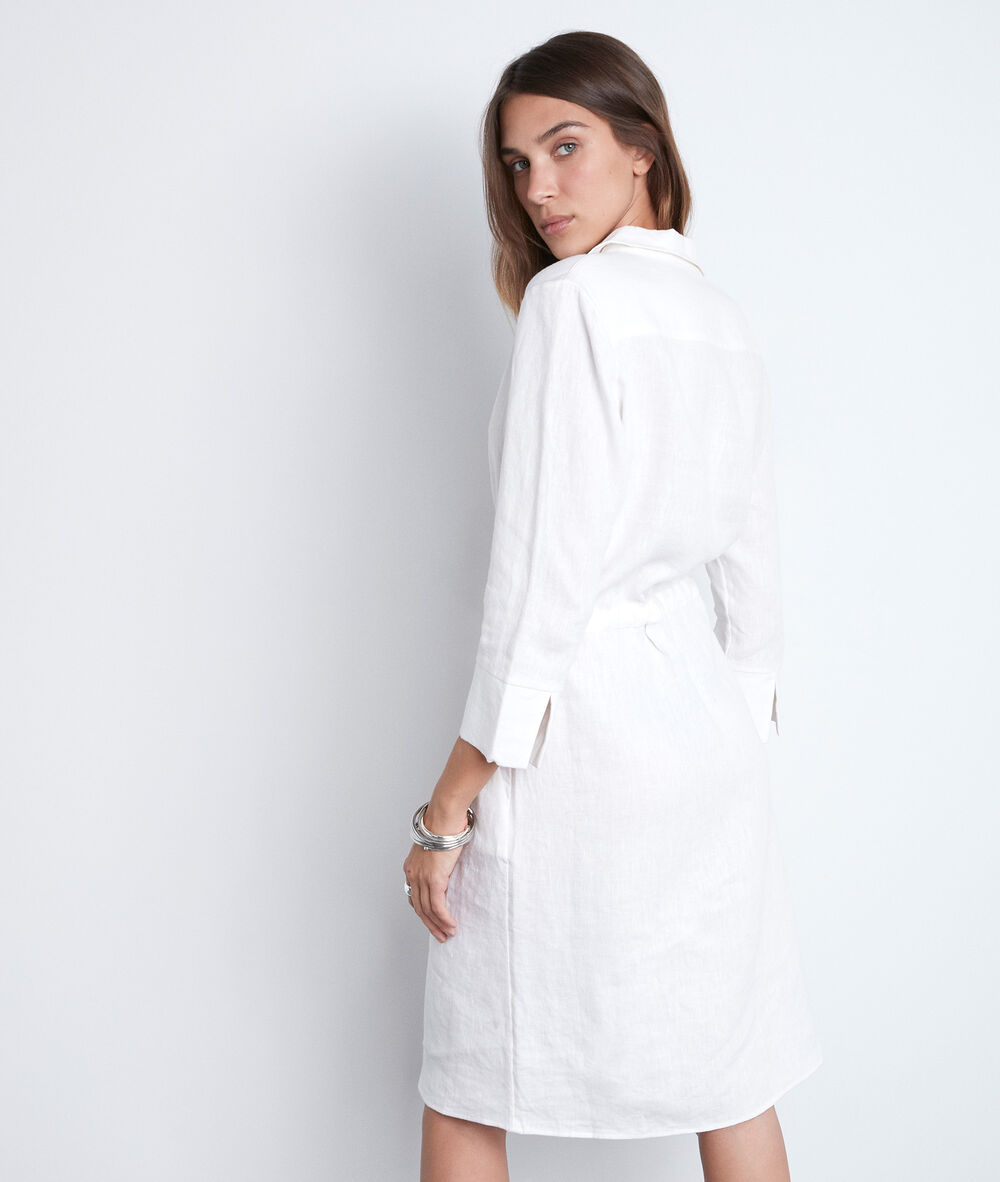 Luna vanilla certified linen shirt dress vanille.