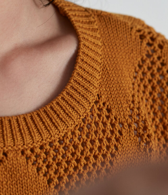 Marielle tangerine crochet openwork jumper PhotoZ | 1-2-3