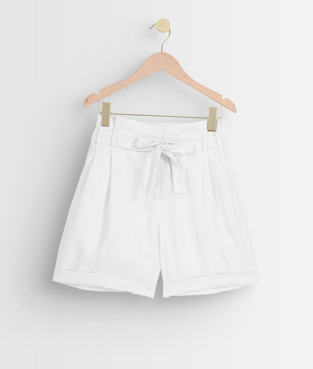 FARIEL white certified linen shorts PhotoZ | 1-2-3