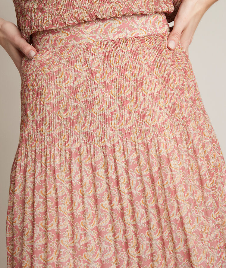 Belem printed pleated skirt cherry red.