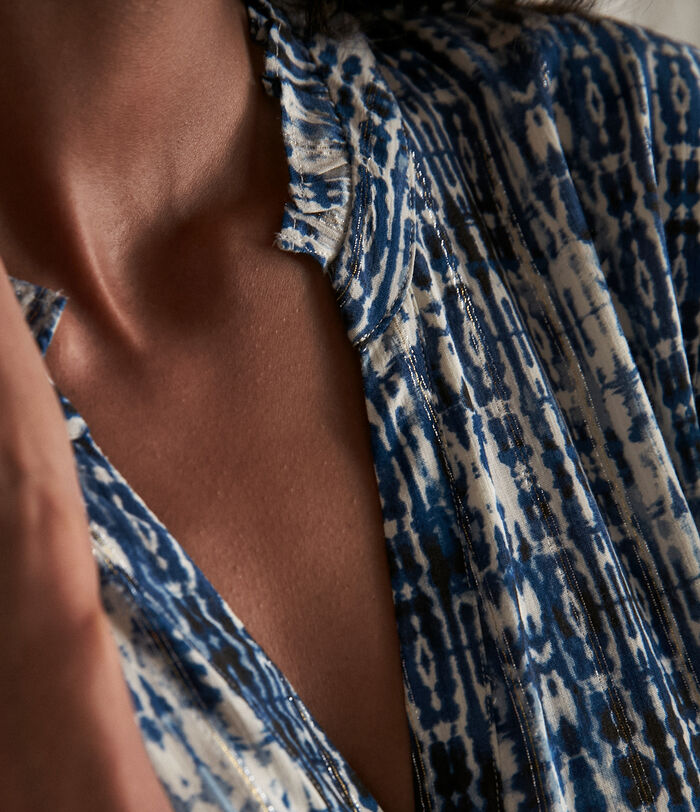Robe longue effet tie & dye bleue et blanche Carola PhotoZ | 1-2-3