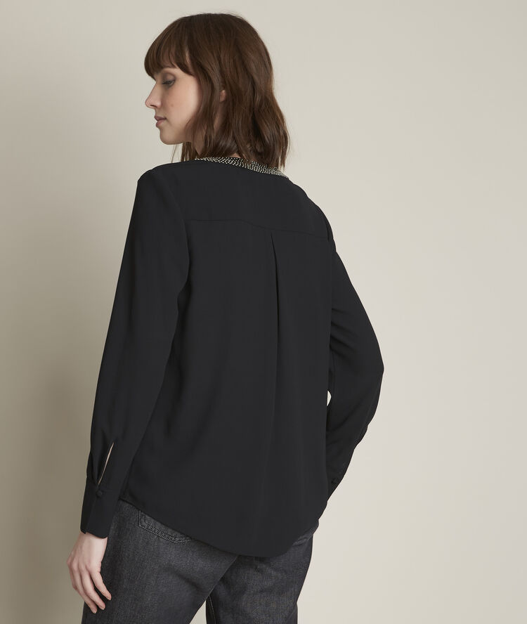 Edana black recycled polyester blouse  black.