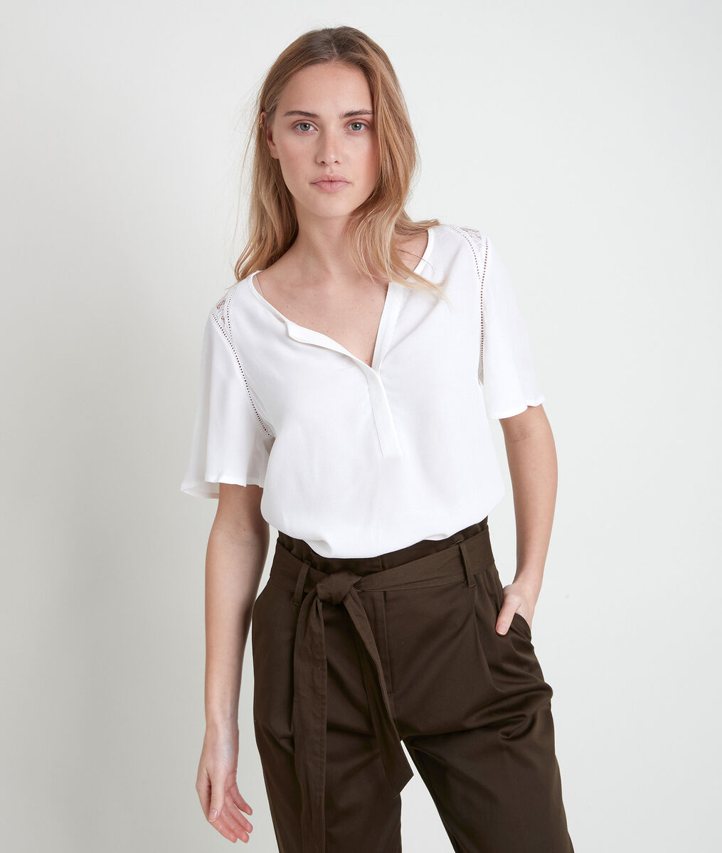 DONNA ecru dual-fabric top | 1-2-3 DONNA ecru dual-fabric top PhotoZ | 1-2-3