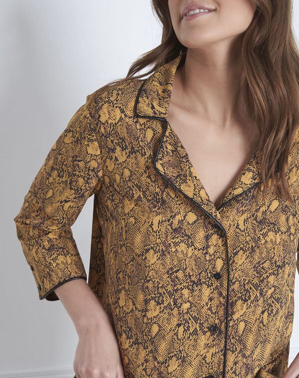 Vienne lime green animal print shirt aniseed.