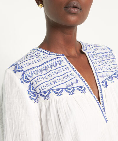 Nava white embroidered short dress in organic cotton  PhotoZ | 1-2-3