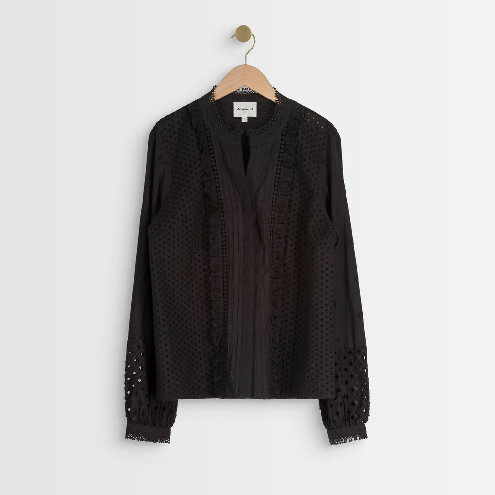 Tessali embroidered black blouse noir.