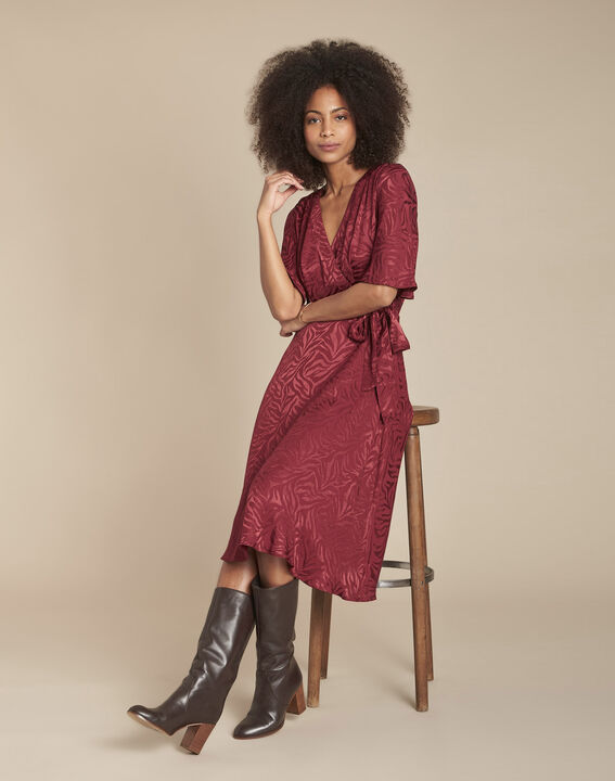 Roda red fluid jacquard wrapover dress PhotoZ | 1-2-3