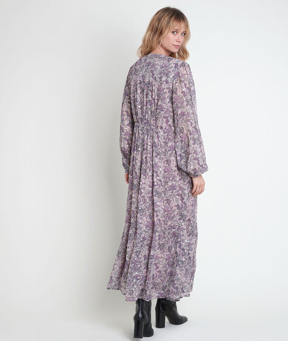 Ingrid mauve floral print dress mauve.