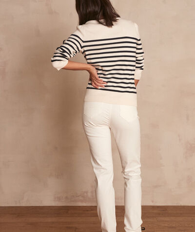 Sultan ecru cotton blend slim-fit jeans PhotoZ | 1-2-3
