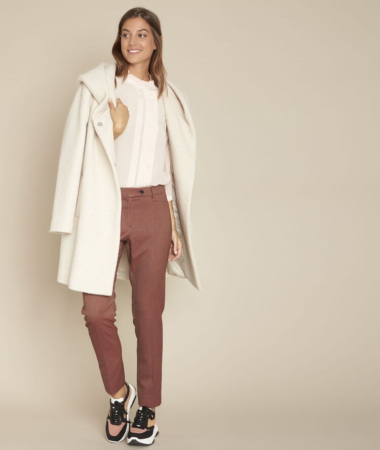 Motene nude silk blouse powder.