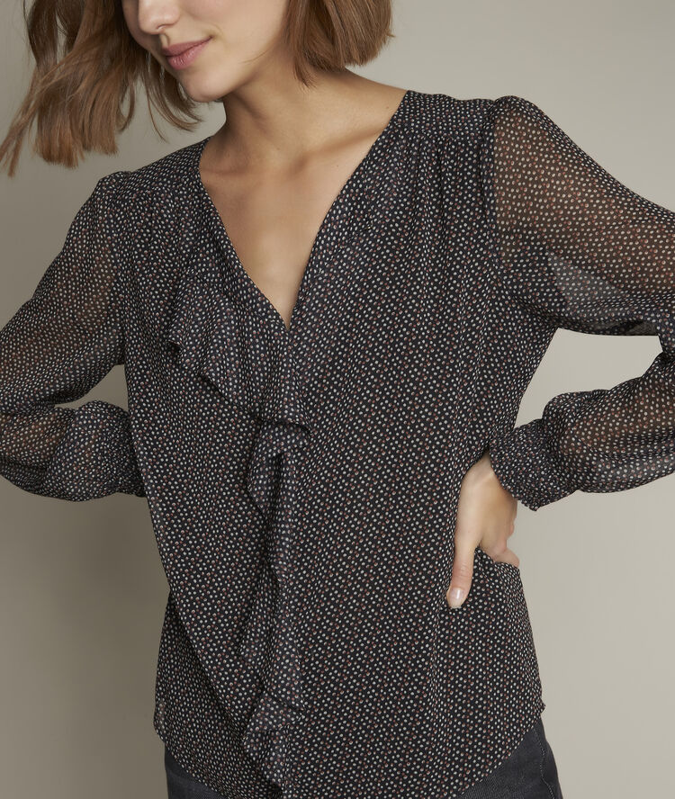 Eleanore printed blouse with ruffles black.