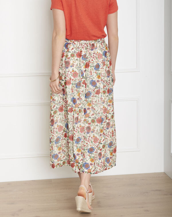 Samba ecru floral print skirt ecru.