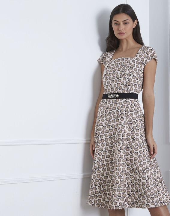 Hortense powder pink jacquard dress with jewelled belt | 1-2-3 Hortense powder pink jacquard dress with jewelled belt PhotoZ | 1-2-3