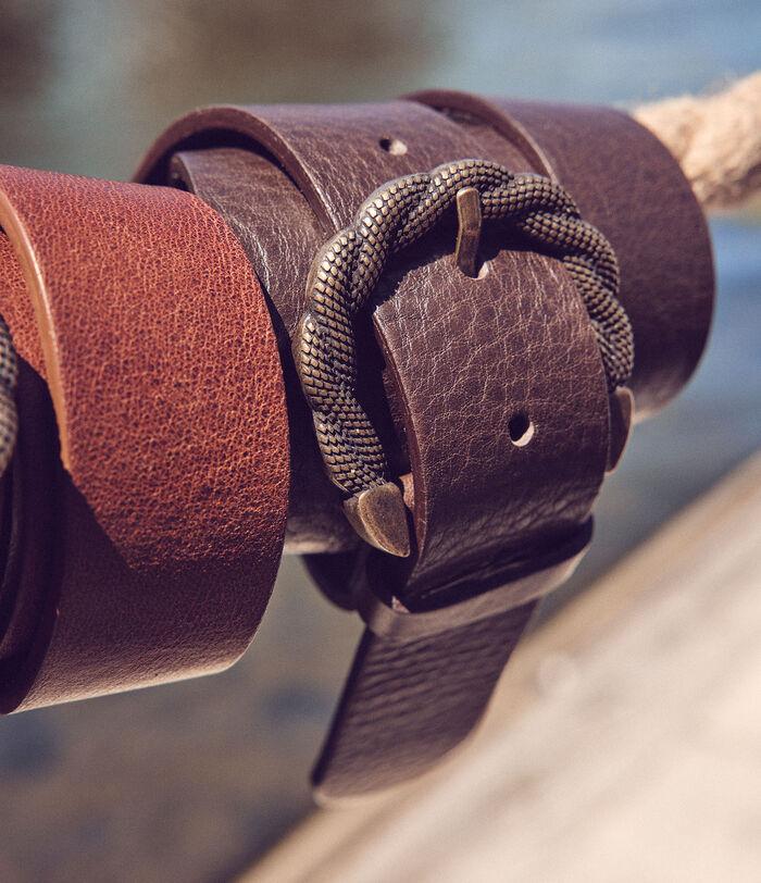 Daisy Brown Leather Belt with Intricate Buckle