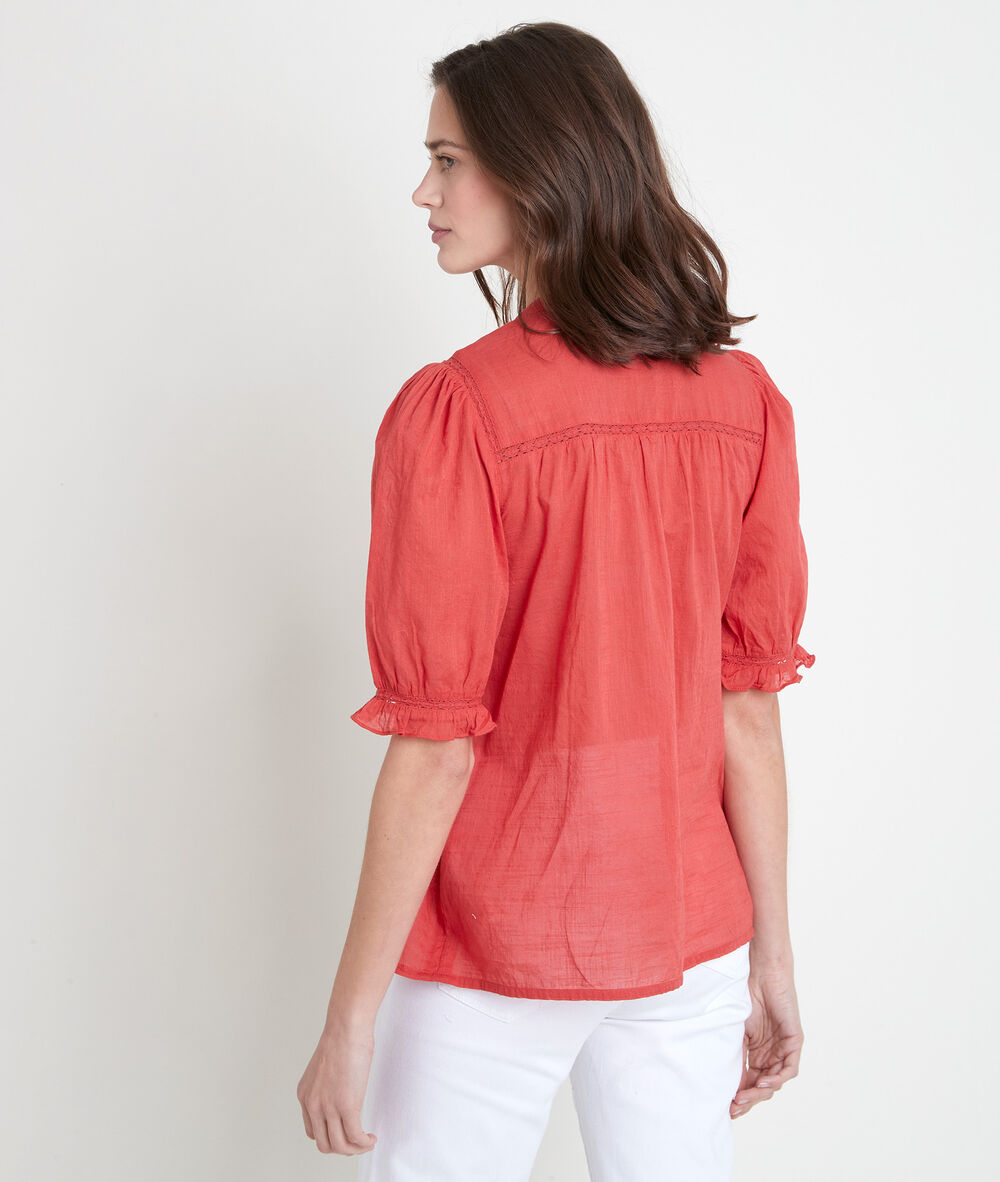 Tal guava-coloured cotton blouse goyave.