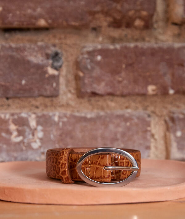 Erika tan croc-effect leather belt | 1-2-3 Erika tan croc-effect leather belt PhotoZ | 1-2-3