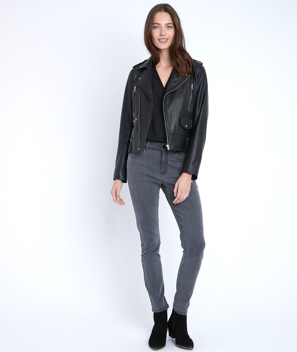 The iconic cosmo slim-fit jeans with mini studs chine fonce.