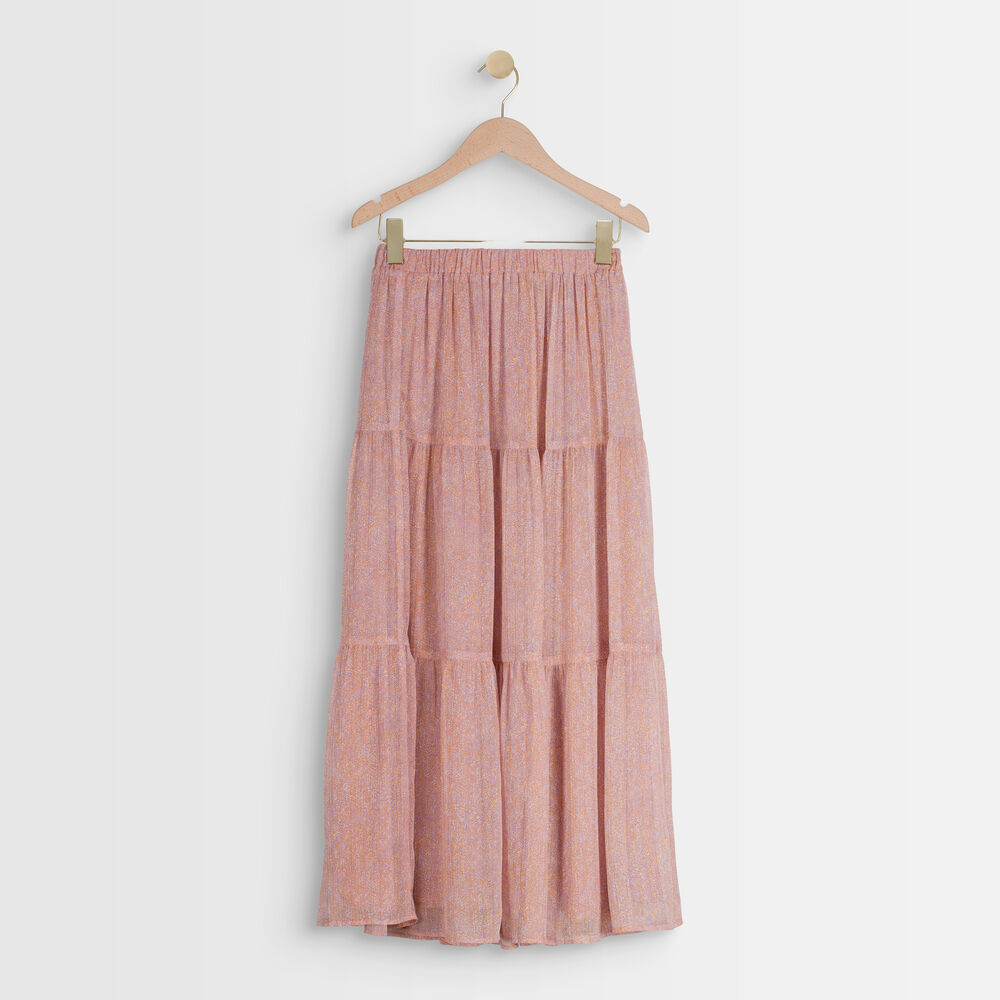Elina pink printed floaty skirt blush.