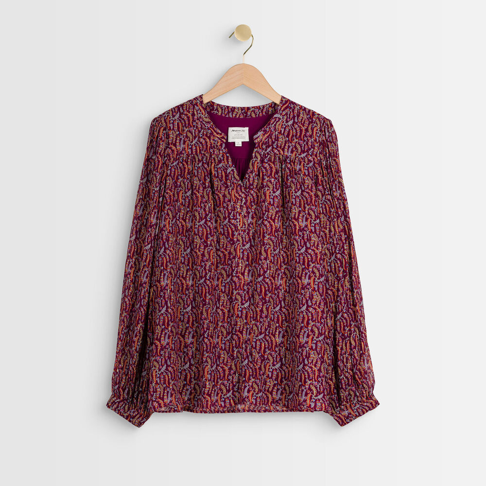 Elsa garnet printed blouse grenat.