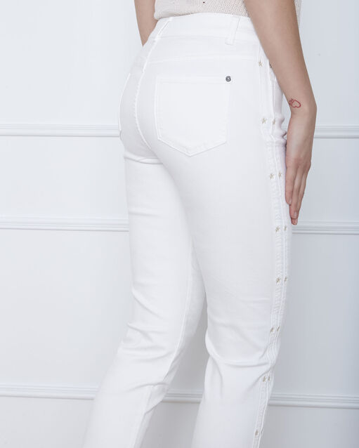 Cactus ecru slim jeans with star embroidery ecru.