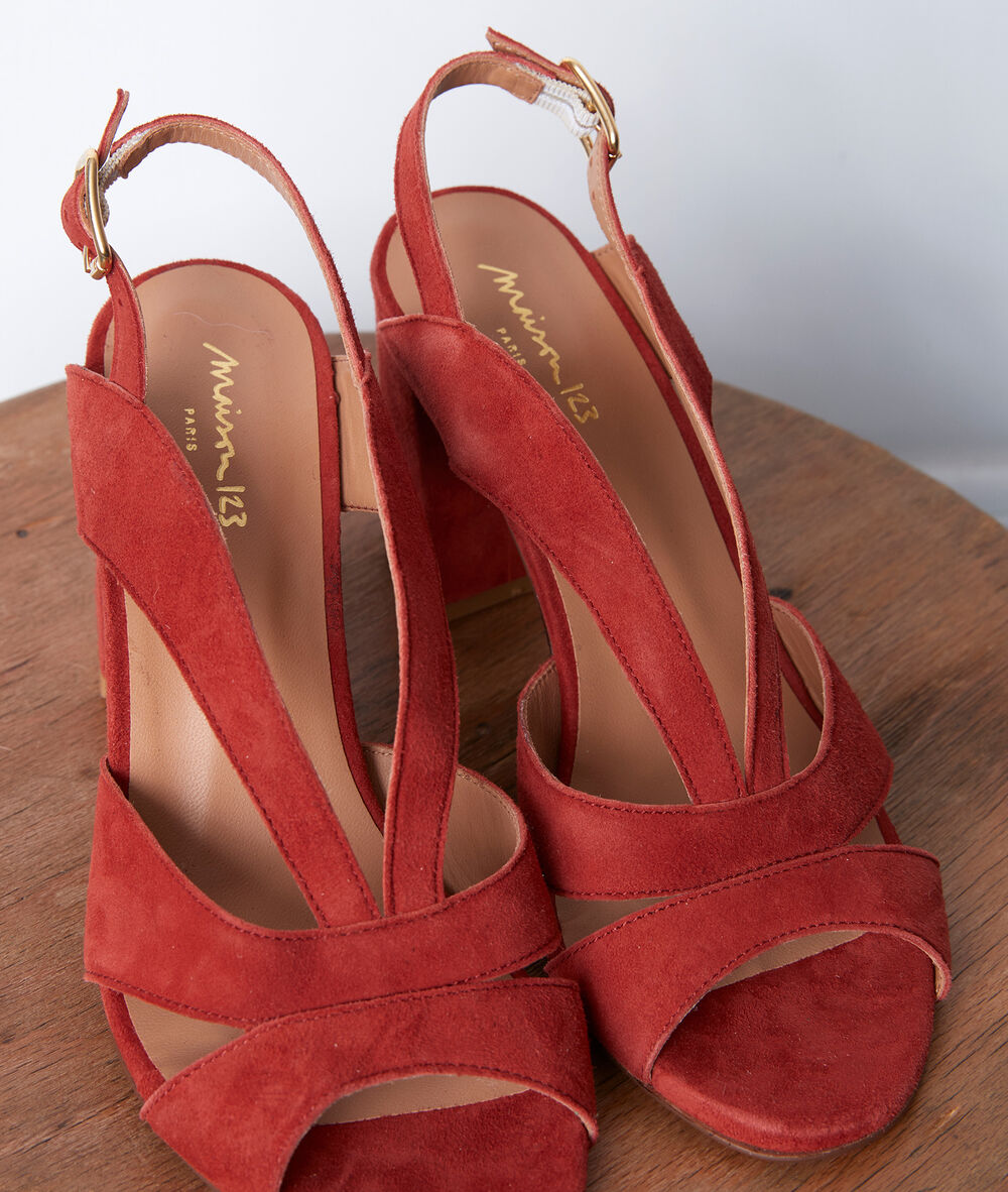 Glenda orange leather sandals goyave.