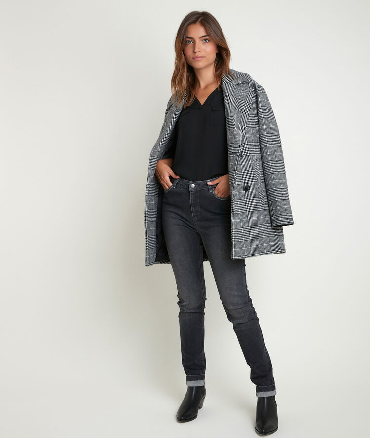 Genna black dual-fabric blouse black.