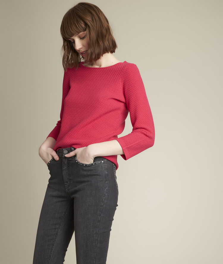 Delta fuschia boat neck jumper light fuscia.