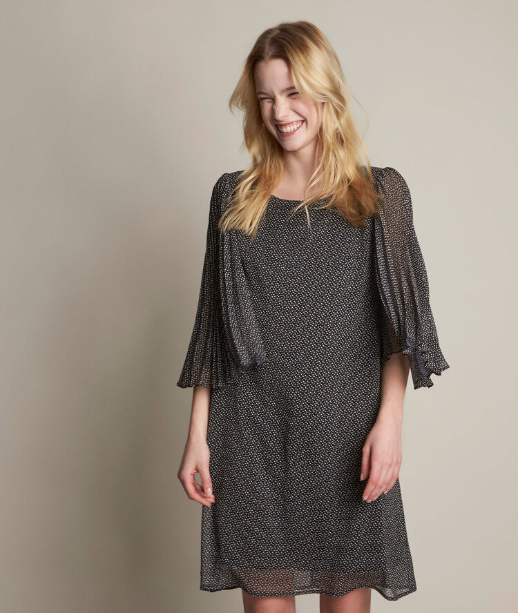 Olivia printed crepe dress black.