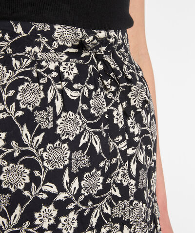 Deborah black and white floral print cotton midi skirt PhotoZ | 1-2-3