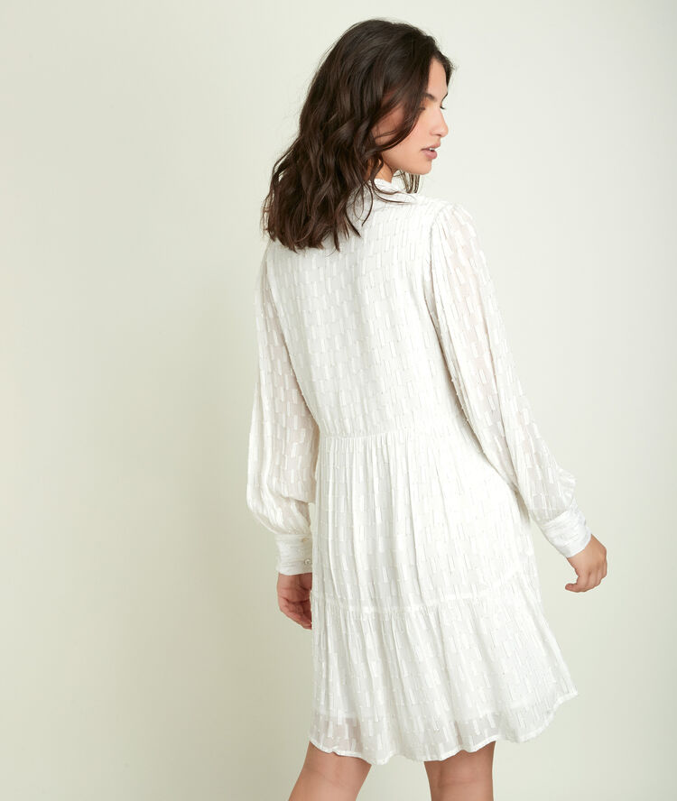 Cassandra lurex printed dress ecru.