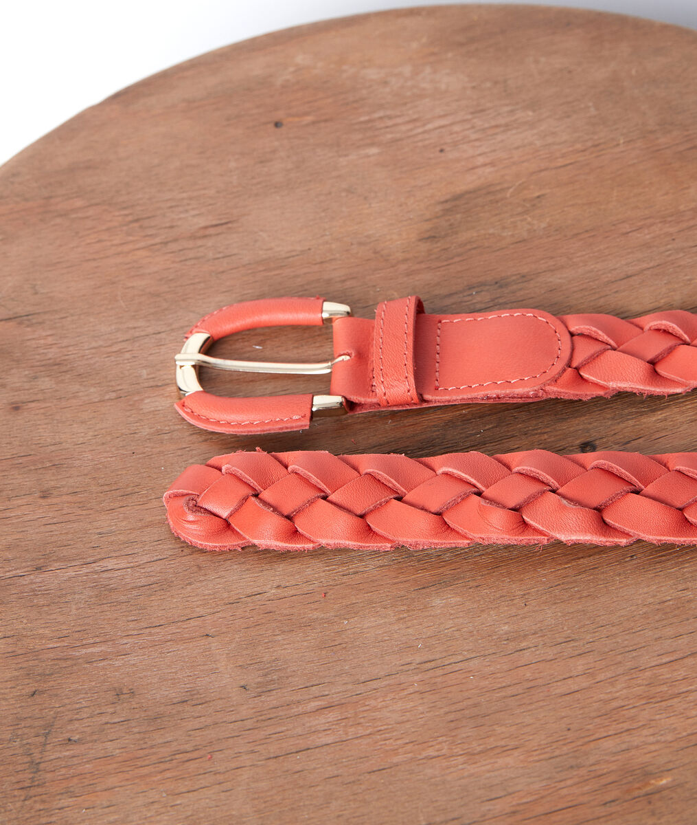 Swan guava-coloured leather braid belt | 1-2-3 Swan guava-coloured leather braid belt PhotoZ | 1-2-3