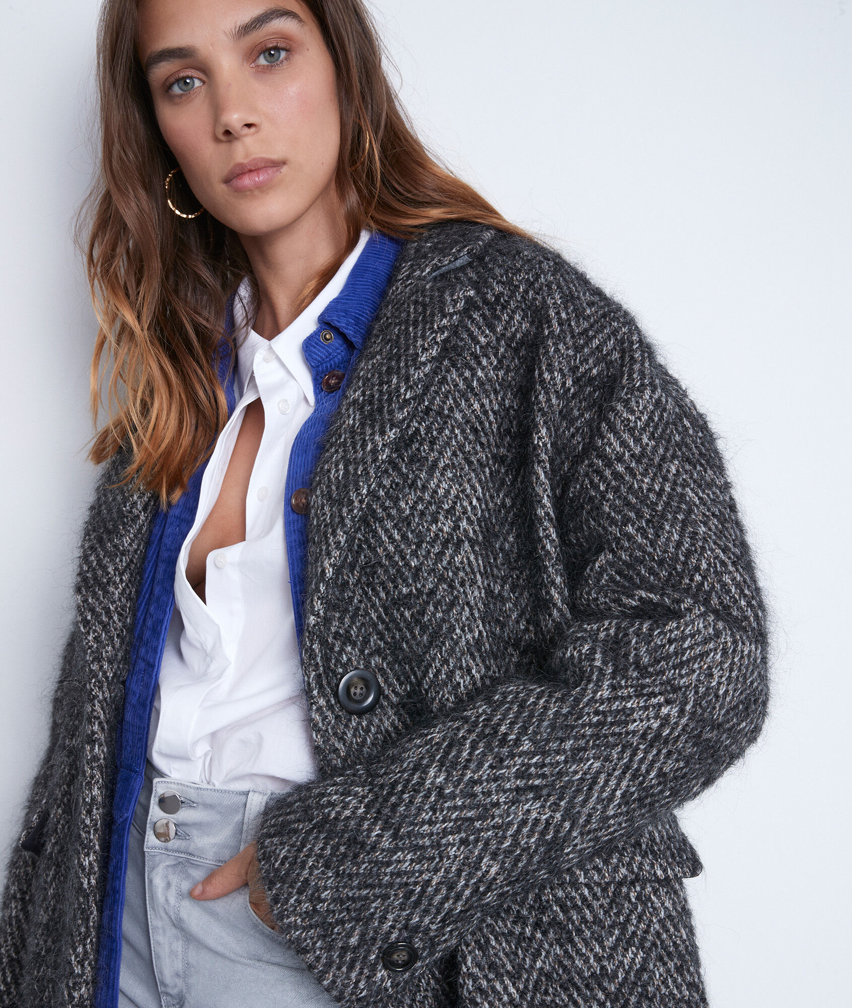 herringbone wool coat womens