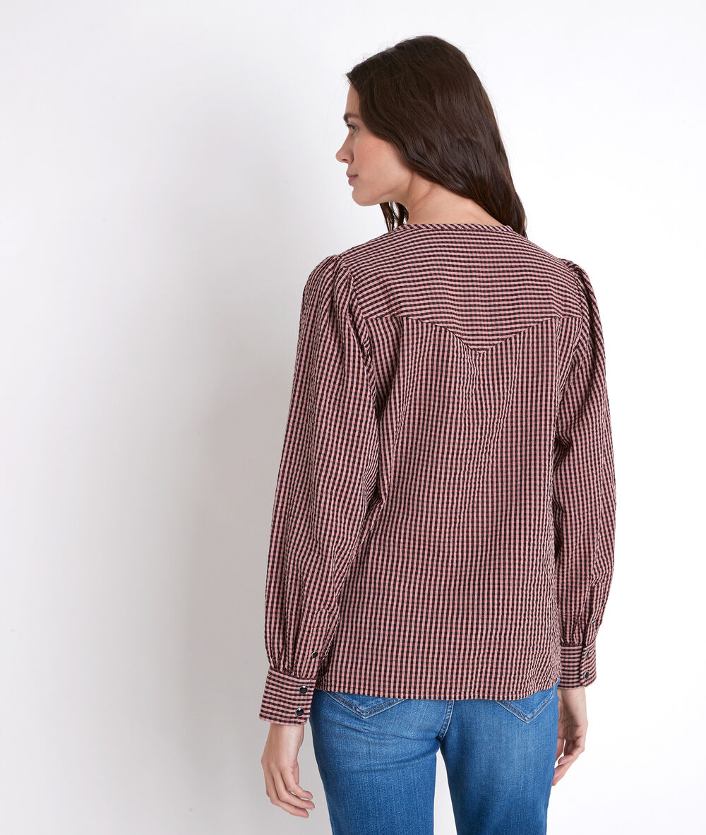 Trudy checked blouse poudre.