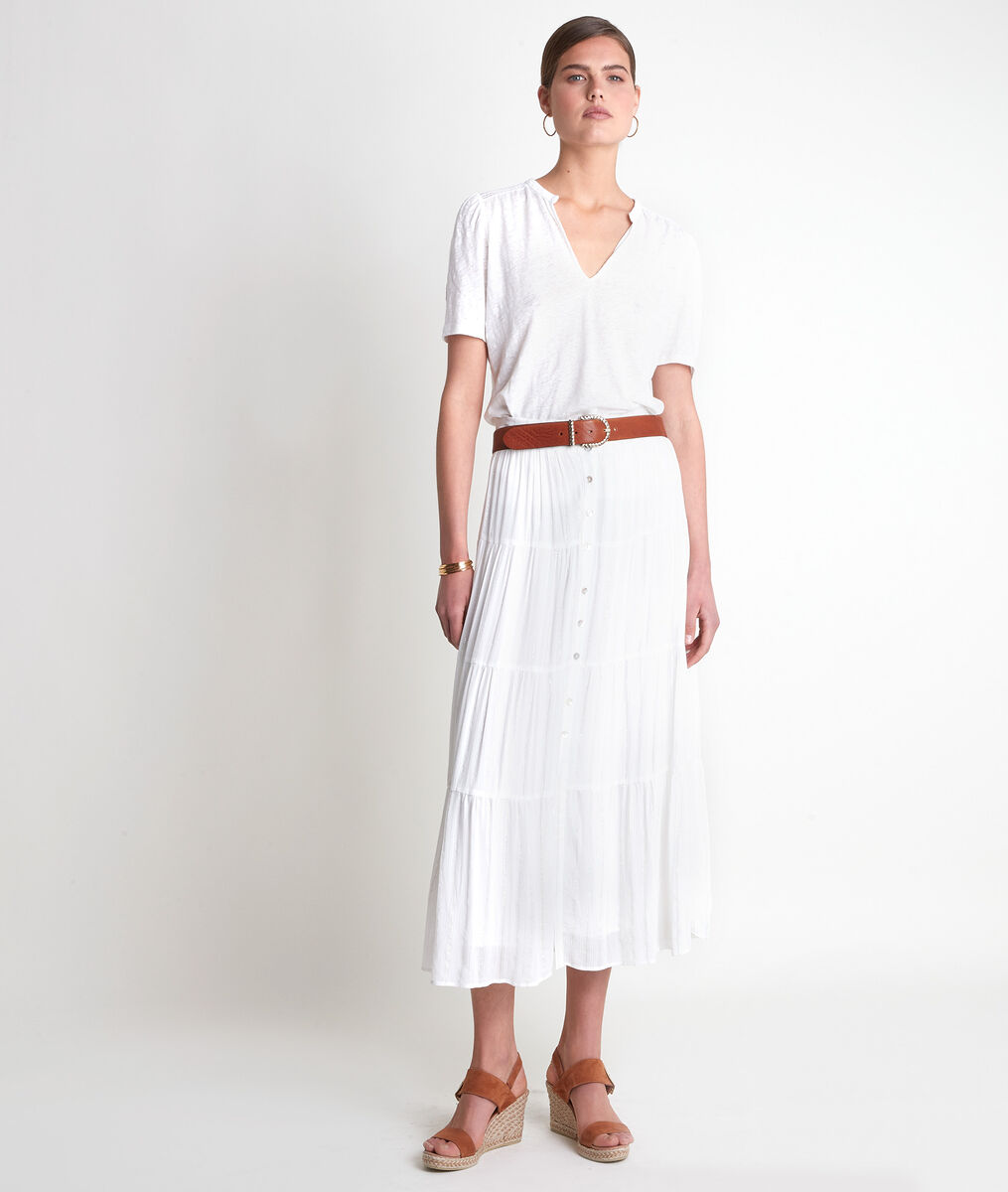 Ilouise ecru linen T-shirt | 1-2-3 Ilouise ecru linen T-shirt PhotoZ | 1-2-3