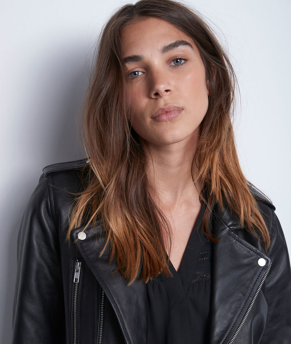 Tommy black leather jacket noir.