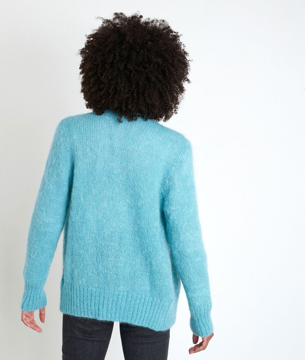 Rozelle blue mohair blend cardigan jade.