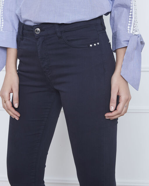 Vendome navy slim-fit 7/8-length sateen jeans navy.