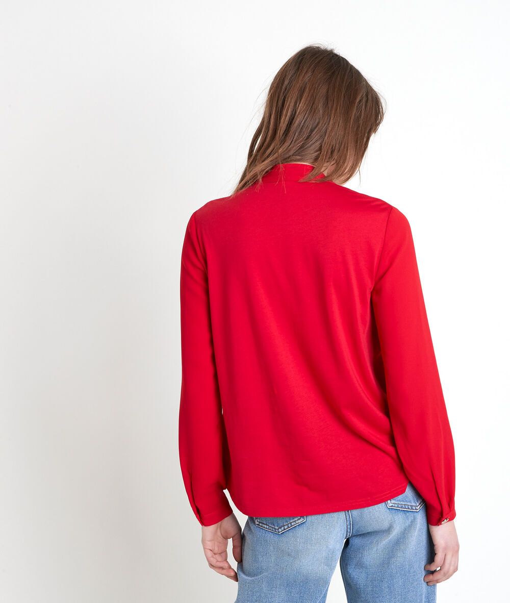 Davina red two-fabric blouse rouge.