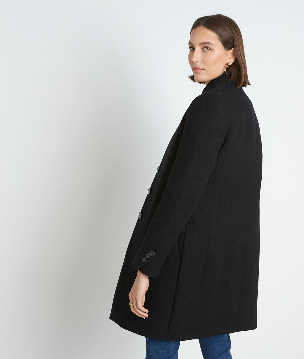 LUCAS black straight-cut wool coat PhotoZ | 1-2-3