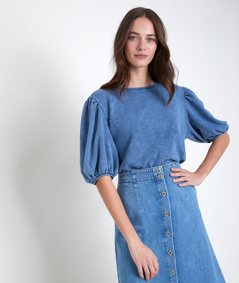 Inaya blue puffed sleeves top | 1-2-3 Inaya blue puffed sleeves top PhotoZ | 1-2-3