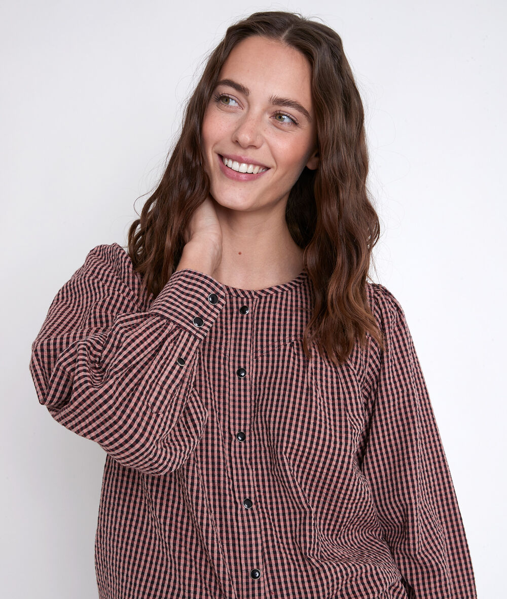 Trudy checked blouse poudre.