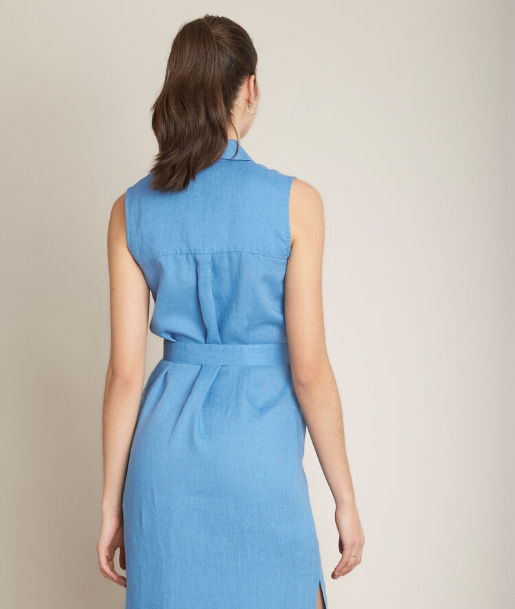 Cyrielle long belted linen dress lavendar.
