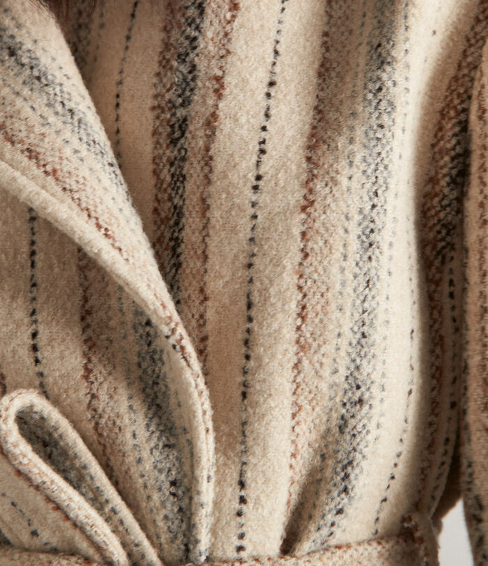 Manteau court en laine rayée crème Romane PhotoZ | 1-2-3