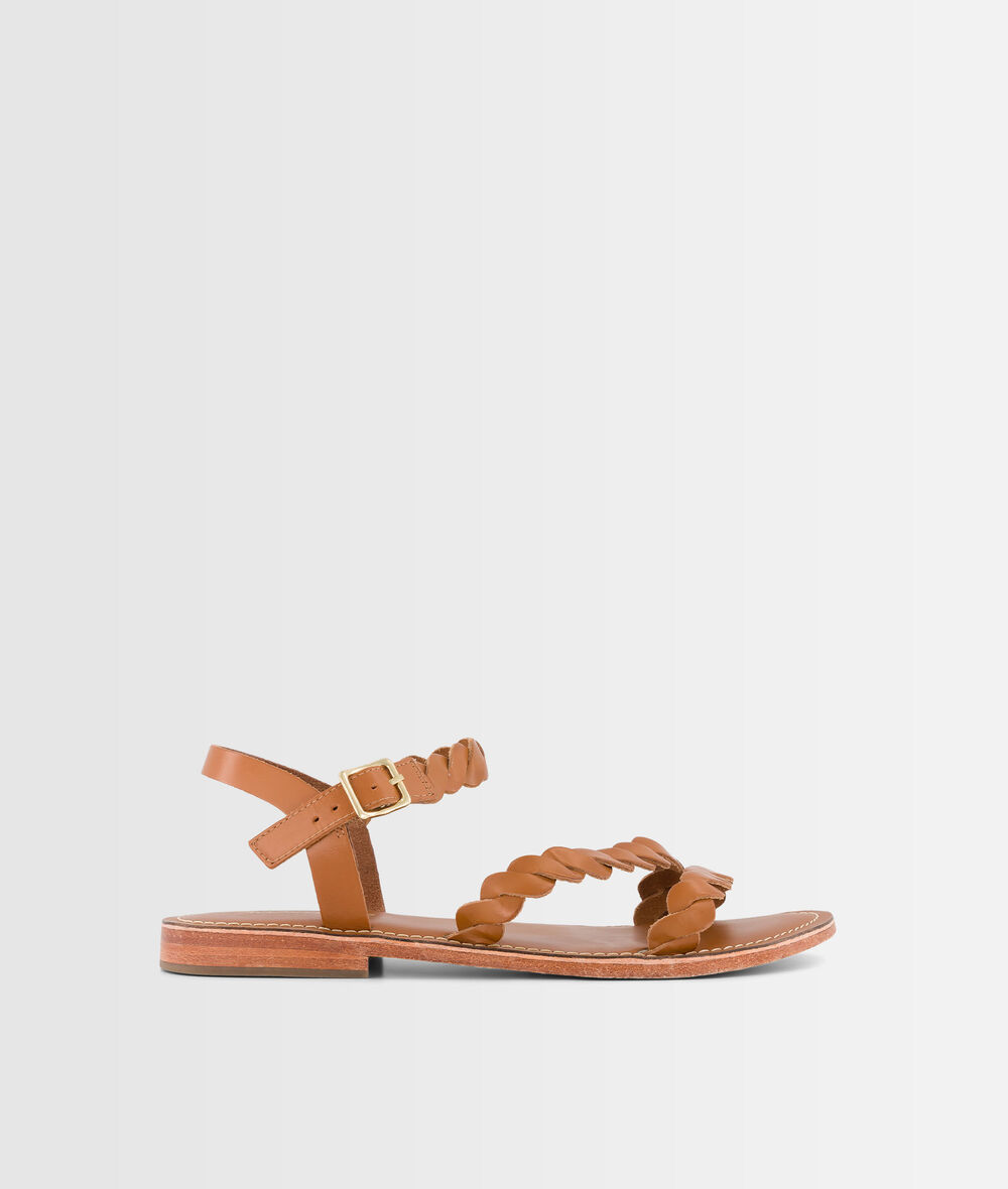 Camel leather flat sandals Gema PhotoZ | 1-2-3