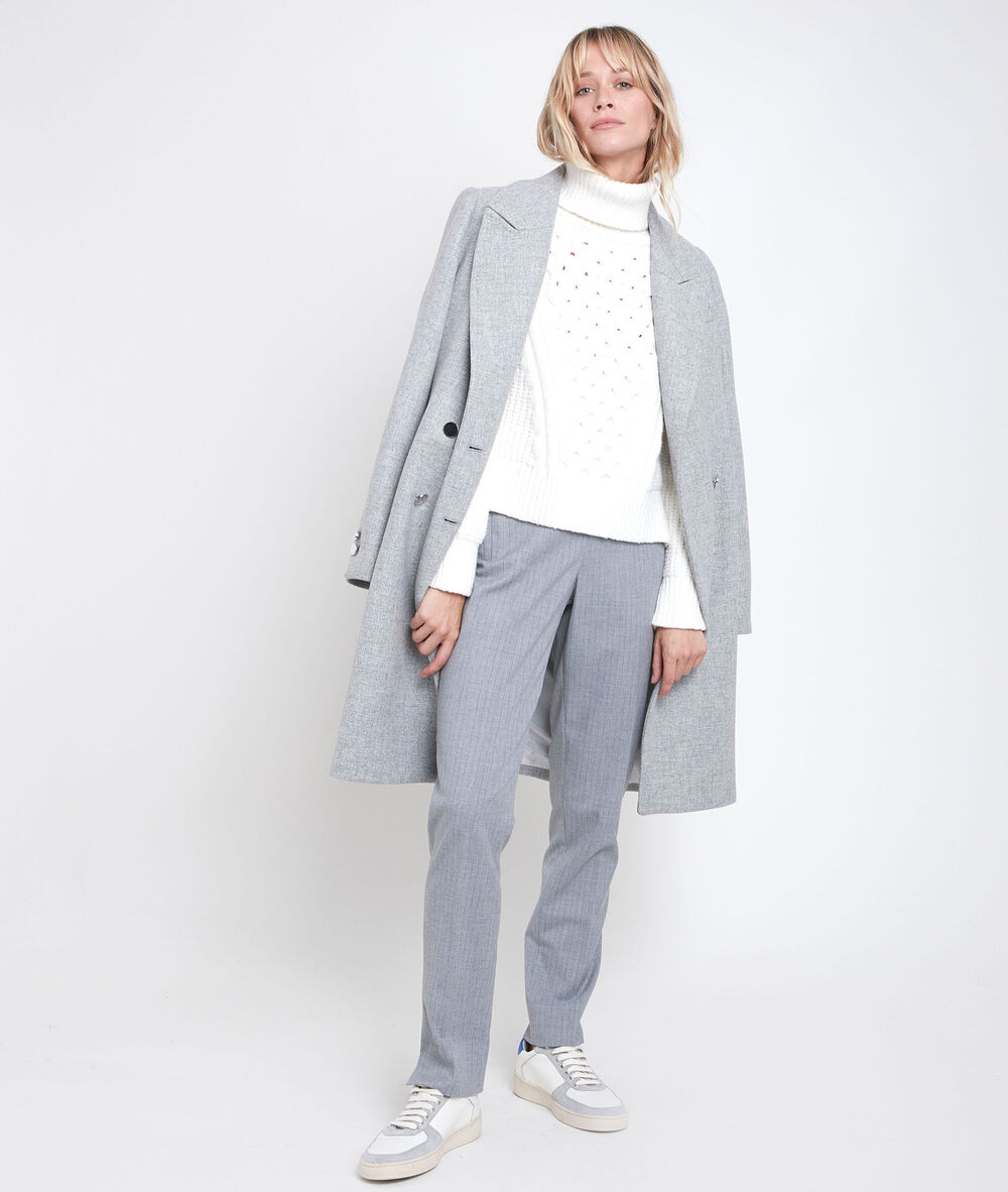 Remy polo neck cable knit pullover creme.